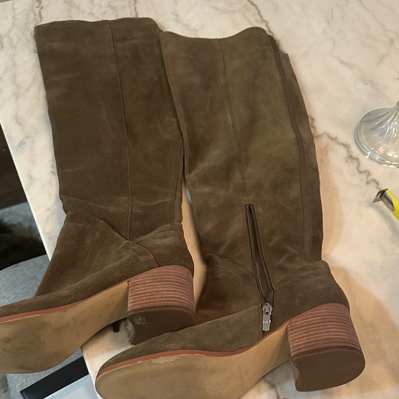 Olive Green Suede Over the Knee-High Boots. Marc Fisher. - Picture 1 of 6